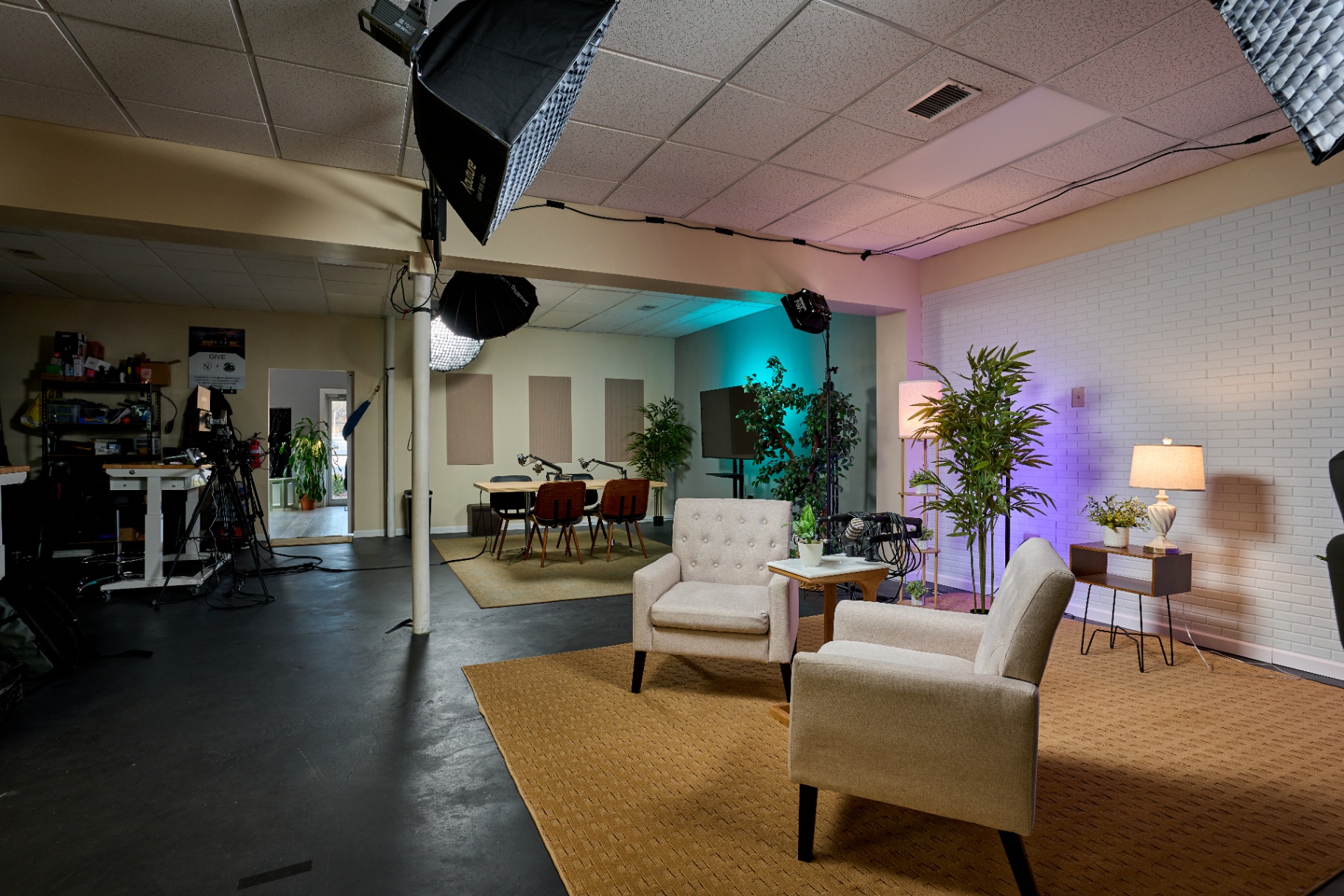 Studio lounge and podcast set